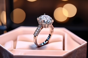 Fototapeta na wymiar Elegant Diamond Ring in Luxurious Presentation