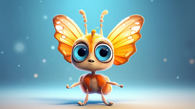 3d cartoon butterfly character