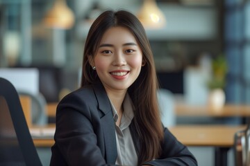 Obraz premium Professional Young Businesswoman Smiling at Office