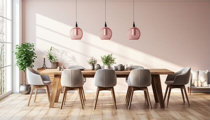 Fototapeta premium Modern apartment with elegant furniture, bright nature inspired decor generated by AI