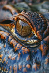 A detailed close-up of an alligator's eye. Perfect for nature enthusiasts and wildlife lovers