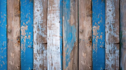 A detailed view of a wooden fence with peeling paint. Perfect for adding texture and rustic charm to any design project
