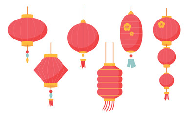 Fototapeta na wymiar Chinese new year lantern, vector Illustration of red and gold chinese lanterns for new year.
