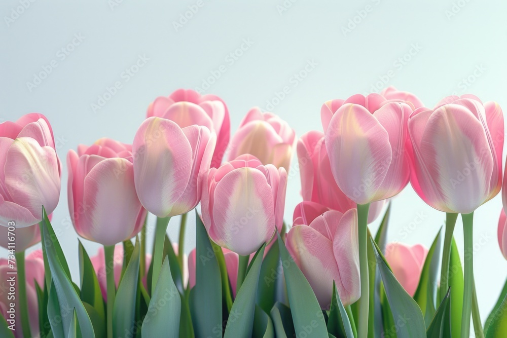 Poster pink tulips arranged in a vase. perfect for adding a touch of elegance to any space