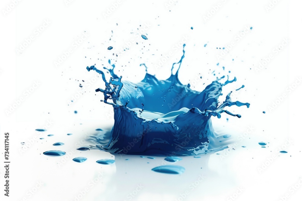 Poster A splash of water captured on a white surface. Versatile image that can be used for various concepts and designs