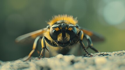 A detailed close-up image of a bee resting on a rock. Perfect for nature enthusiasts and educational materials