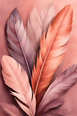 A banner template with colourful feathers and shadows.