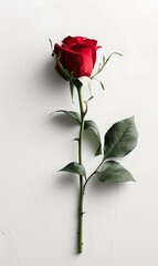 Elegant single red rose isolated on a white background. perfect for romantic and love themes. high-quality stock photo. AI