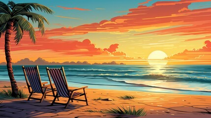 Sandy Paradise Illustration of Summer Beach Background