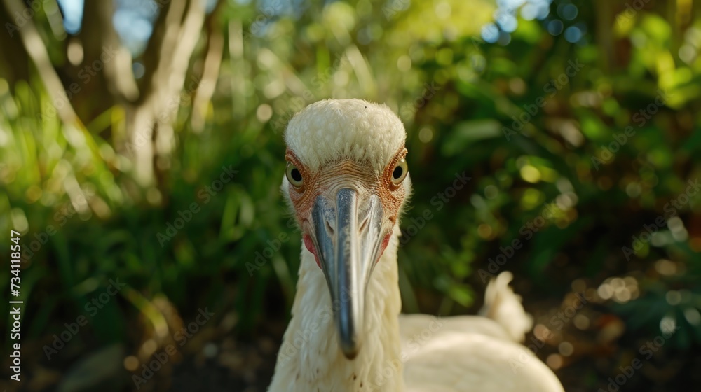 Poster a detailed view of a bird with a long beak. this image can be used to showcase the unique features o