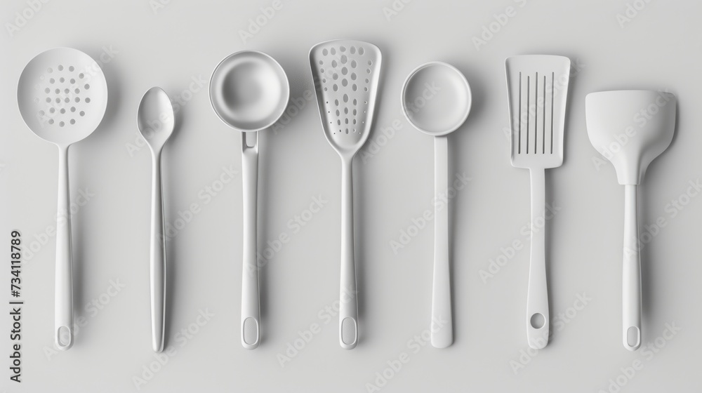 Poster a collection of spoons and utensils placed on a table. perfect for kitchen-related designs and cooki