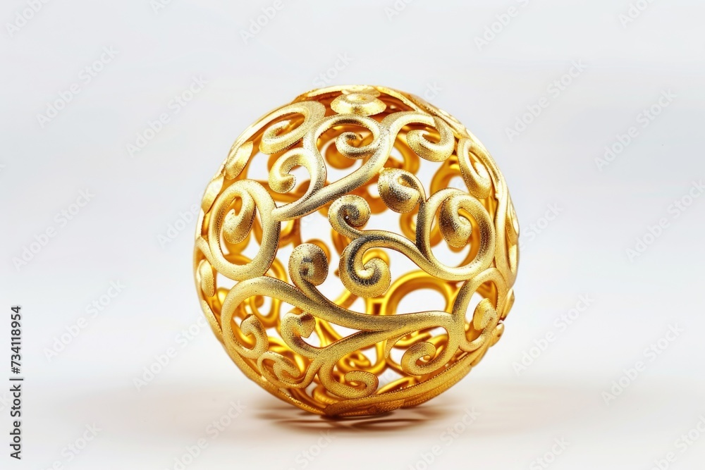 Poster A gold ball with a unique design. Perfect for adding a touch of elegance and style to any project