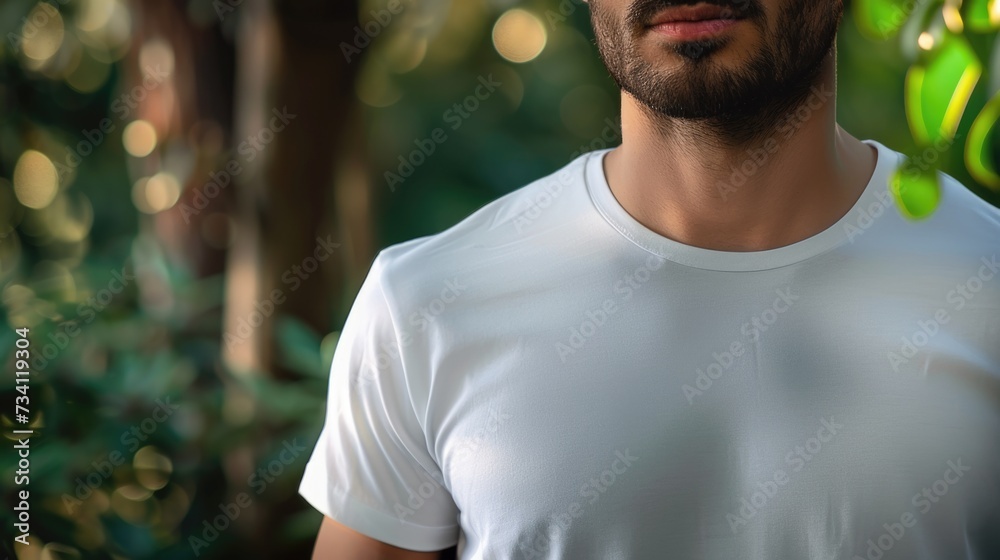 Poster a picture of a man with a beard wearing a white shirt. suitable for various uses
