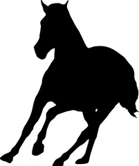 Horse Silhouette Vector Illustration. Wild Horse racing PNG on transparent background