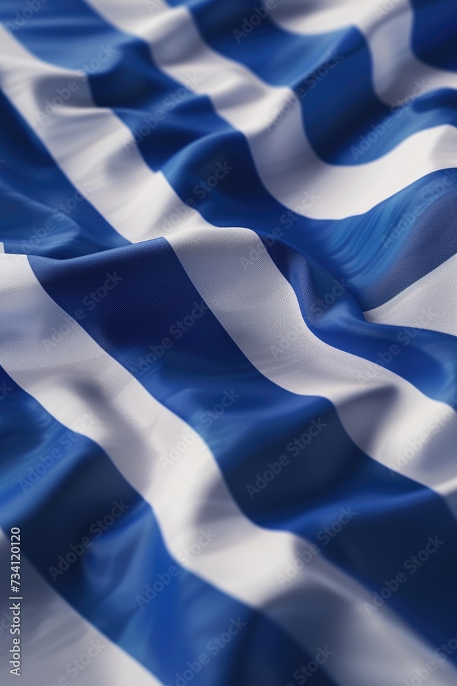 Poster A close up shot of a blue and white striped fabric. Versatile and suitable for various design projects