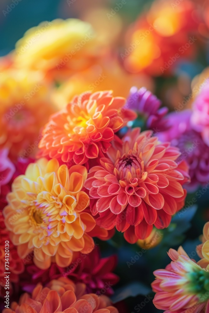 Poster A close up shot of a beautiful bunch of flowers. Perfect for adding a touch of nature to any project