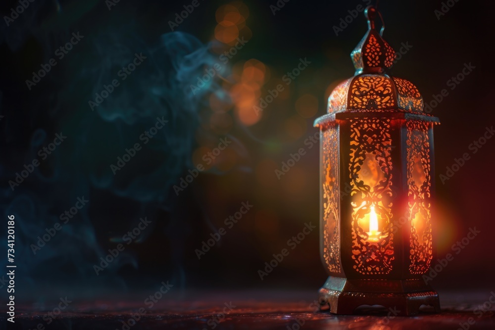 Aufkleber a lit candle sitting on top of a wooden table. perfect for creating a cozy and intimate atmosphere. 