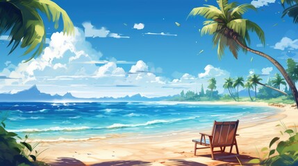 Fototapeta na wymiar illustration summer beach background