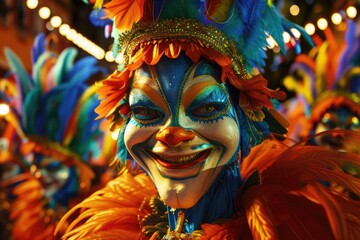 A close-up view of a person wearing a costume. This image can be used for various purposes
