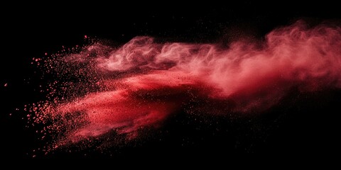 A red dust cloud suspended in the air against a black background. Suitable for use in various projects