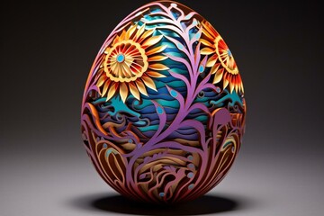Paper art with intricate quilled easter egg design. Generative AI