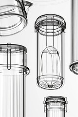 A collection of glass jars placed together. Can be used for various purposes
