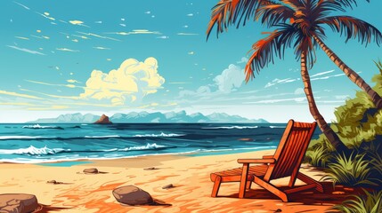 Sparkling Illustration of Summer Beach Background
