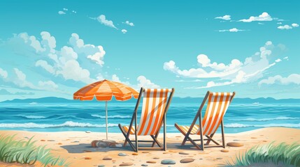 Coastal Dream Illustration of Summer Beach Background