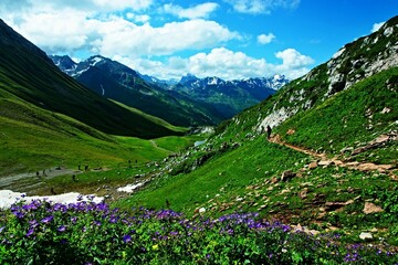 Austrian Alps - view from the trail from the top of Rüfikop near the village of Lech in the Lechtal Alps