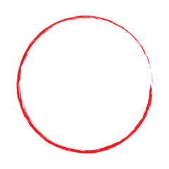 Red grunge circle brush. Ink frame vector illustration. 