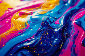 Close up of very colorful and detailed paint splatter painting.