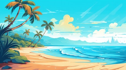Fototapeta na wymiar Beachside Beauty Illustration of Summer Beach Background