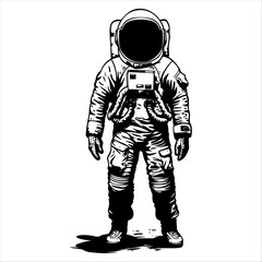 astronaut vector art illustration, generative ai, isolated on a white background.