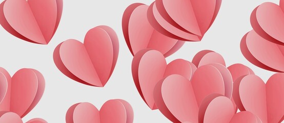 pink hearts abstract with white background illustration