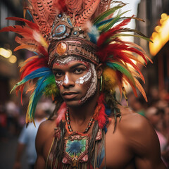 portrait of a man at the carnival in Rio de Janeiro