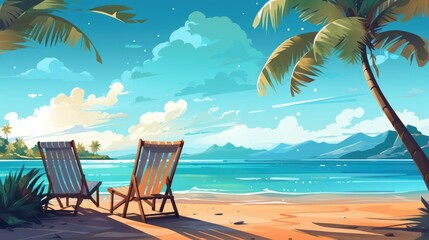 Cheerful Illustration of Summer Beach Background
