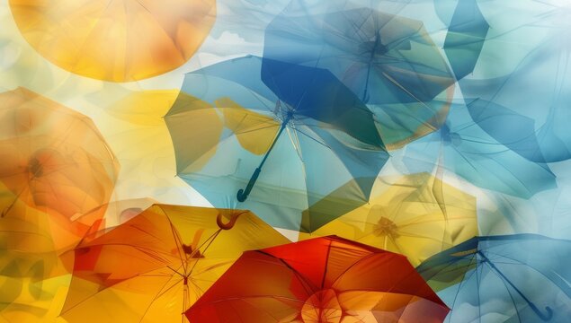 a picture with different colored umbrellas on it Generative AI