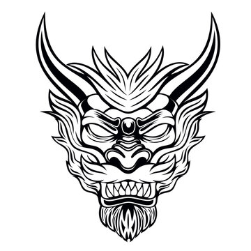 dragon head mascot logo vector art illustration design