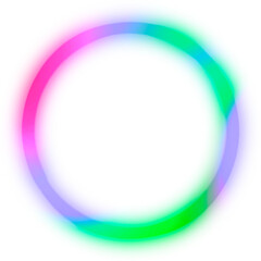 Blurry glowing neon colored ring of light.
