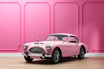 Classic Car Pink Wallpaper Generative AI