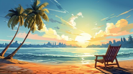 Lively Illustration of Summer Beach Background