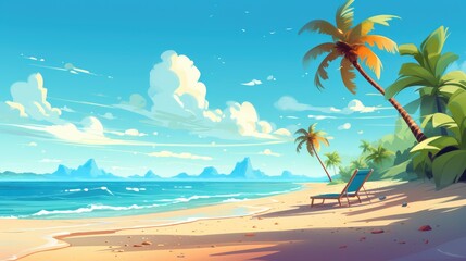 Sunny Illustration of Summer Beach Background