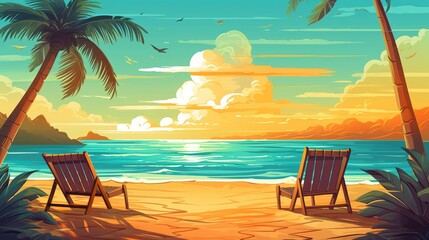 Peaceful Illustration of Summer Beach Background