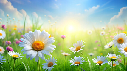 daisy and flower meadow in spring season