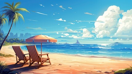 Dreamy Illustration of Summer Beach Background