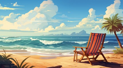Relaxing Illustration of Summer Beach Background