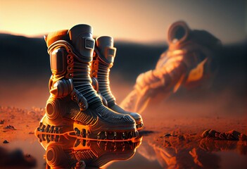 boots from a futuristic spacesuit, Generative AI