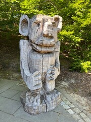 wooden statue in the park