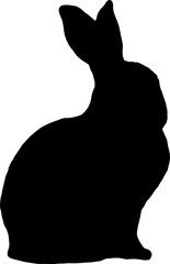 Rabbit silhouette in vector png. Easter bunny. Can be used as a stencil or template for festive...