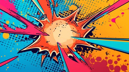 Сolorful comic boom explosion artwork in pop art style. Visual dynamism of modern comic book icon for punch word.  Comic cloud - obrazy, fototapety, plakaty